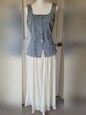 NWOT New Moon River Women’s Cream Maxi Dress - Lightweight Flowy For Summer